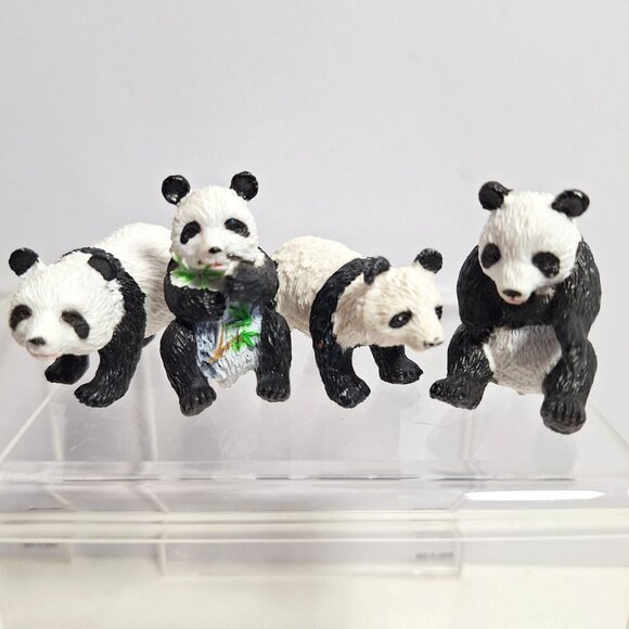 Safari Ltd Other - Safari Ltd Panda 4 Figures Miniature 2" Standing Sitting Holding Eating Bamboo